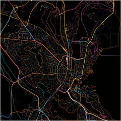 Colorful Map of Schwerin, Mecklenburg-Western Pomerania with all major and minor roads.