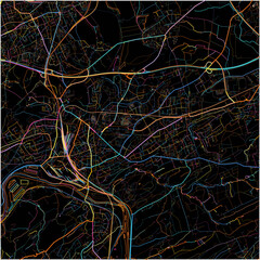 Colorful Map of Witten, North Rhine-Westphalia with all major and minor roads.