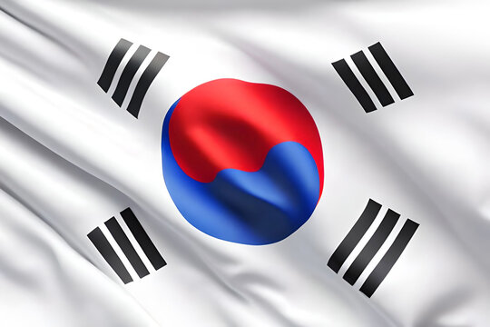the South Korean flag gracefully waving in the wind