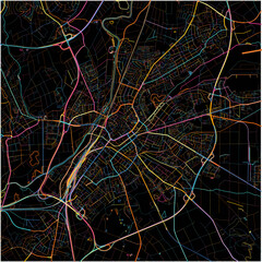 Colorful Map of Giesen, Hesse with all major and minor roads.