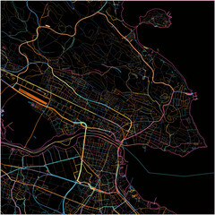 Colorful Map of Konstanz, Baden-Wuerttemberg with all major and minor roads.