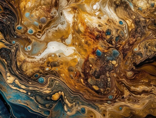 Abstract colorful background. Mixing acrylic paints. Gold marble painting, stylized and textured, artistic paint decoration for canvas print. Alcohol ink Created with Generative AI technology.