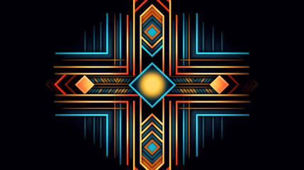 Abstract background with geometric elements 70's style. AI generative.