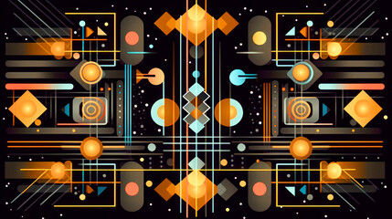 Abstract background with geometric elements 70's style. AI generative.