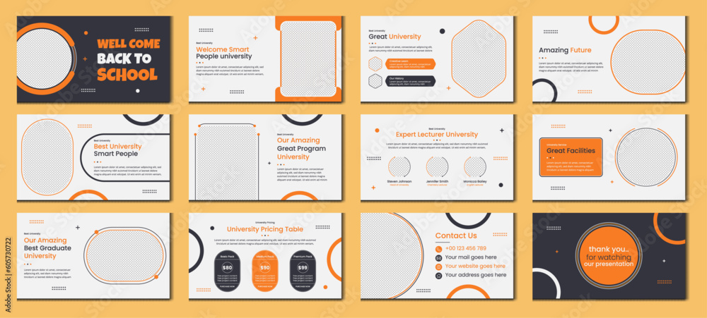 Wall mural education powerpoint presentation slides template design. school powerpoint presentation slide templ