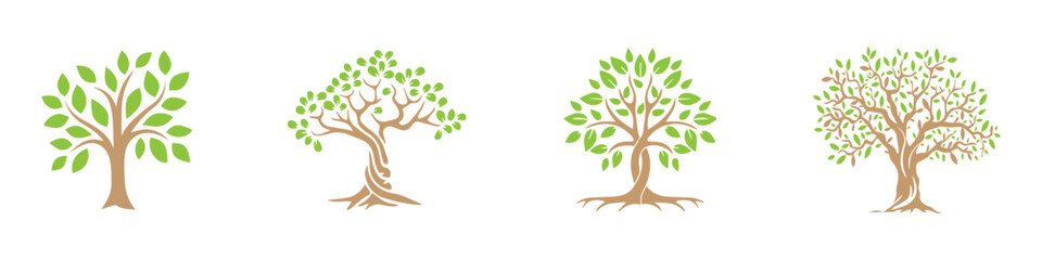A collection of tree illustrations. It can be used to illustrate any topic of nature or a healthy lifestyle. Vector Illustration. Vector Graphic. EPS 10