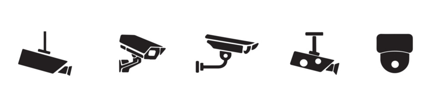 Security camera - outline black icon. Vector illustration. Vector Graphic. EPS 10