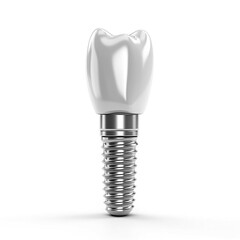 3D illustration of tooth implant on white background, dental concept.