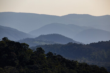 Naklejka premium Close up view on mountains chain in the midwest of Brazil . Cerrado. Chapada dos Veadeiros. Nature. Landscape.