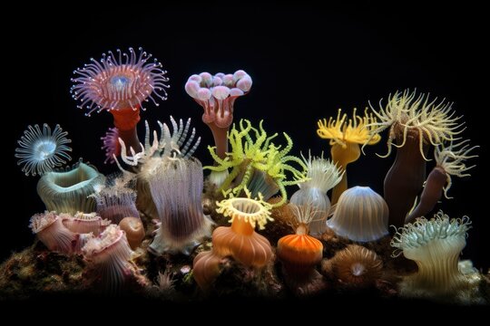 diversity of cnidarians in a marine environment, showcasing the variety and beauty of this class, created with generative ai
