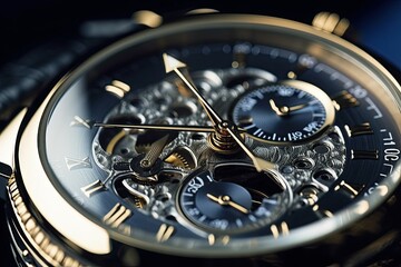Closeup of Luxury swiss watch, Wrist watch for men, Generative AI