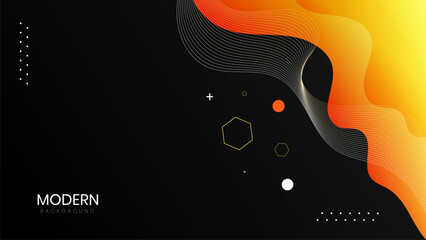 Modern liquid background with orange and black background