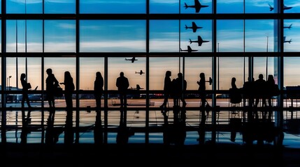 Airport and travel by plane, AI generated