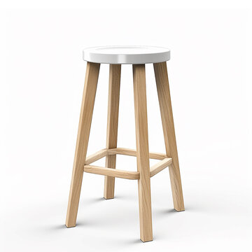 tall wooden bar stool isolated on white background. generative AI