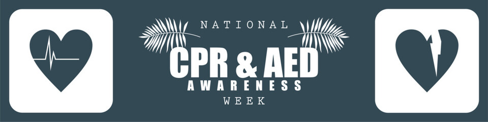 CPR and AED Awareness week background template - obrazy, fototapety, plakaty