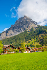 Fototapeta na wymiar Beautiful Village nearby mountain, Switzerland