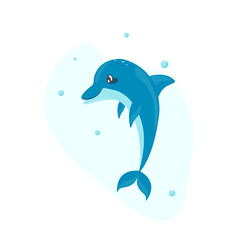 Dolphin jumping from the sea water on a white background. Vector isolated illustration