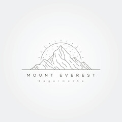 mount everest line art vector illustration design, everest mountain minimal logo design.