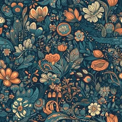 Fototapeten Beautiful elegant flower seamless pattern, created with generative AI © MiraCle72
