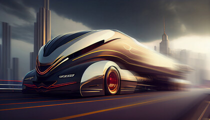 Obraz na płótnie Canvas Futuristic sleek aerodynamic wagon, created with generative AI