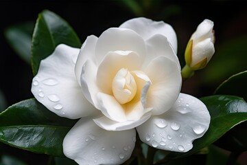 close-up of gardenia flower, with its delicate petals and sweet scent, created with generative ai