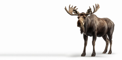 Moose isolated on white background, Generative AI