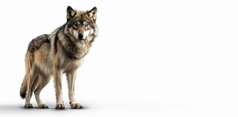 Wolf isolated on white background, Generative AI