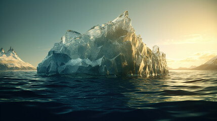 Fototapeta na wymiar Huge glacier floating isolated in the ocean.