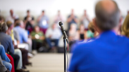 Conference microphone with people out of focus.