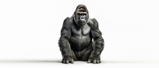 Angry Gorilla isolated on white background, Generative AI