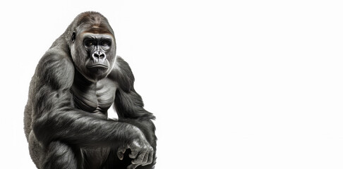 Gorilla isolated on white background, Generative AI