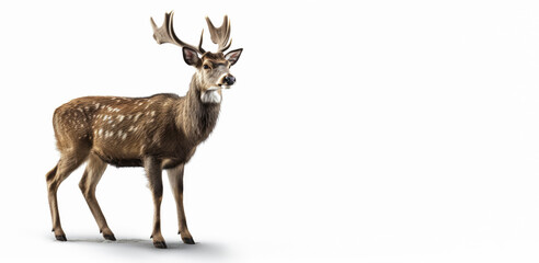 Deer isolated on white background, Generative AI