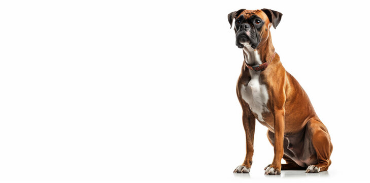 Boxer dog isolated on white background, Generative AI
