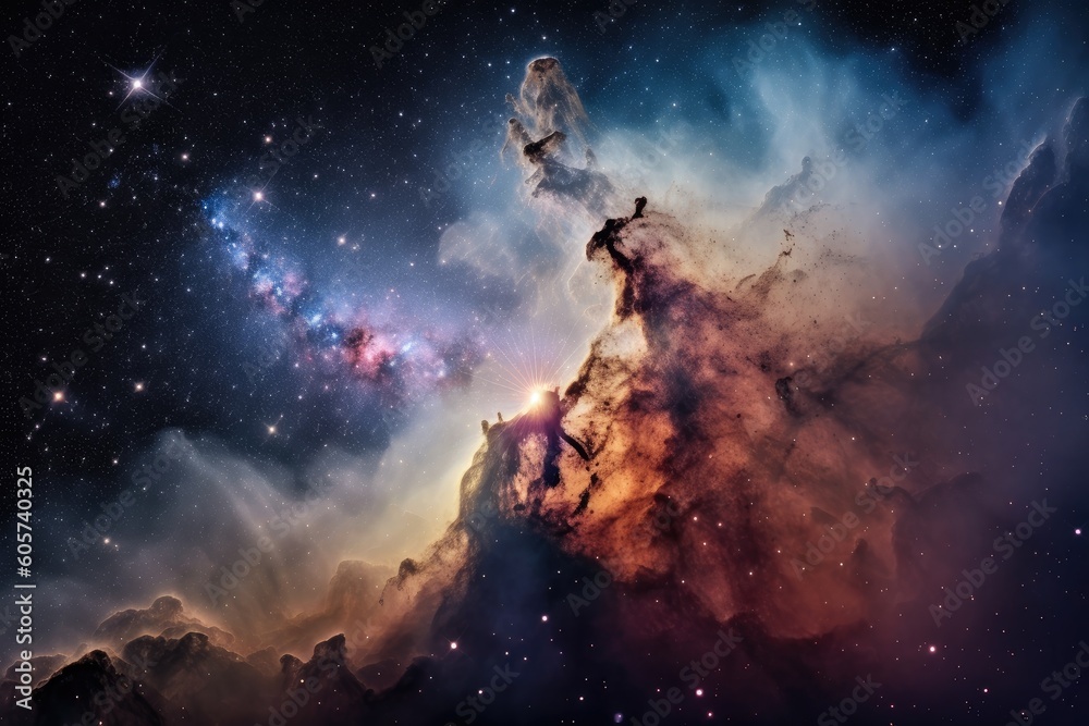 Wall mural a close-up of a galaxy with stars and nebulae in the foreground, created with generative ai