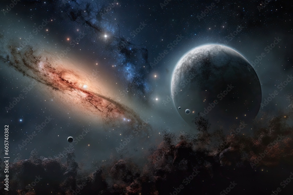Canvas Prints chaotic and unpredictable galaxy with flashes of light, stars, and nebulae, created with generative 