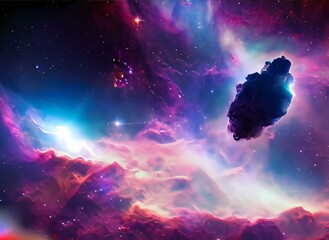 planet and space. Celestial Wonder: Captivating Nebula and Spaceship in Digital Art