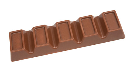Close-up milk chocolate bar with filling isolated on white background