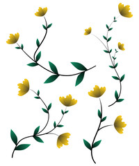 flowers with stems and leaves clipart