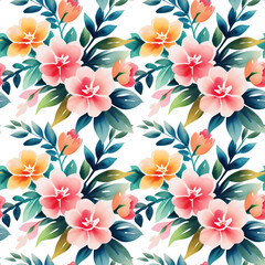 Floral shape watercolor seamless pattern.