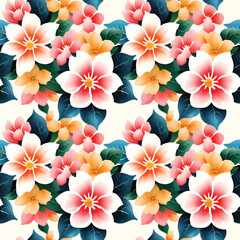 Floral shape watercolor seamless pattern.