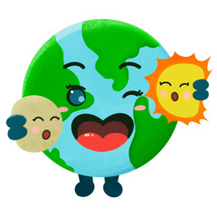Cute planet earth characters. Planet cartoon emoji collection. Earth Day card vector illustration. World Environment Day