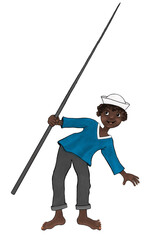 Child sailors in different positions, hand drawn