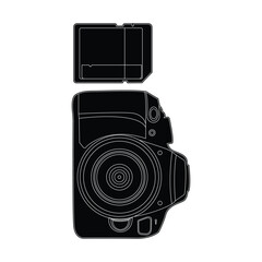 simple canon camera vector with shadow touch.black and gray digital camera image in the background.illustration of Canon 5d mark III on a white background.