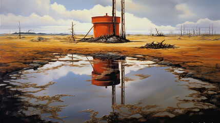 Fototapeta na wymiar Illustration of oil extraction factory.