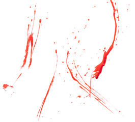 Dripping blood isolated on white background. Flowing bloody stains, splashes and drops. Trail and...