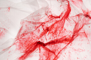 polyethylene stretch with blood stains. blood background