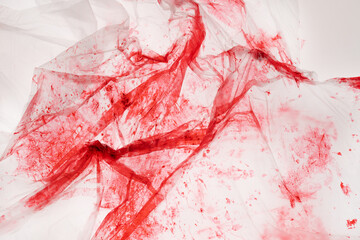 polyethylene stretch with blood stains. blood background