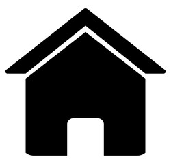 Home icon illustration, black on white background