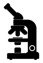 Microscope icon illustration, black on white background