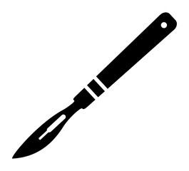 Scalpel blade icon illustration, black on white background